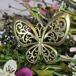 🦋 Brass Butterfly Pendant Necklace • Filigree Wings • Boho Vintage Styl